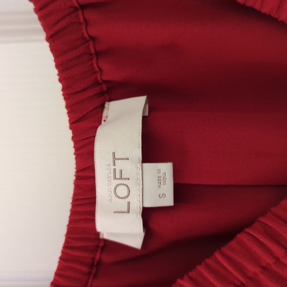 LOFT Dress Tie Cuff Off The Shoulder Red Size Small - Picture 4 of 7